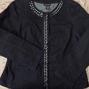 Lane Bryant Black Denim Jacket with Crystals Sz 18